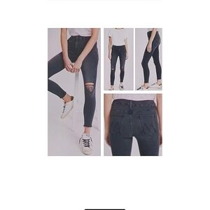 MOTHER The Looker Ankle Fray Jeans Burning Out Lanterns Wash Size 26* Distressed